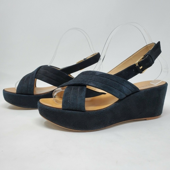 J. Crew Marcie Women's Black Suede Platform Wedge - Picture 2 of 8